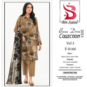 ✨ BINSAEED❤️  Bana Dora 3piece Unstitched Suit SUMMAER LAWN COLLECTION