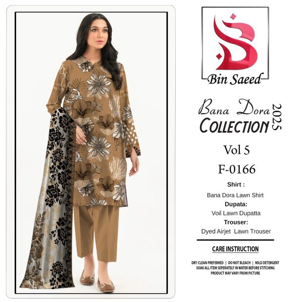 ✨ BINSAEED❤️  Bana Dora 3piece Unstitched Suit SUMMAER LAWN COLLECTION