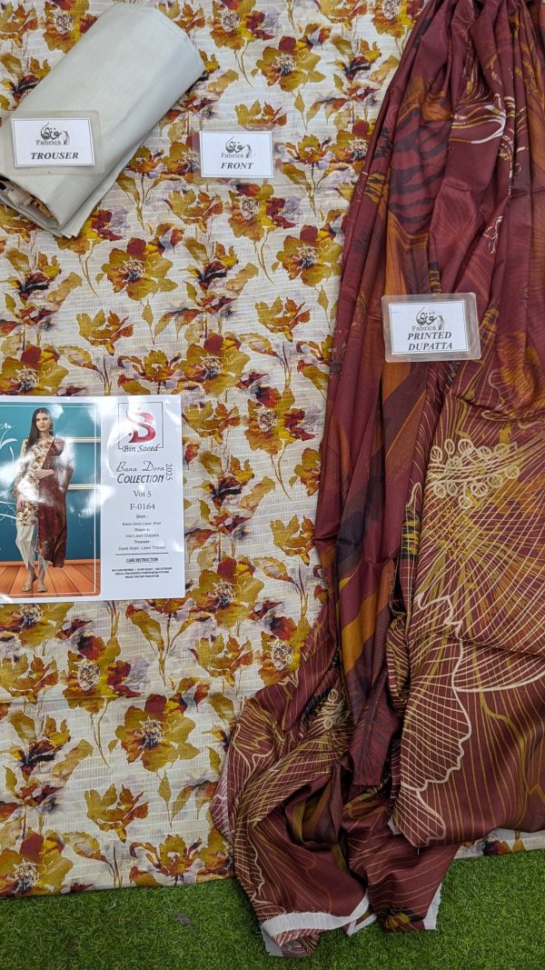 ✨ BINSAEED❤️  Bana Dora 3piece Unstitched Suit SUMMAER LAWN COLLECTION - Image 2