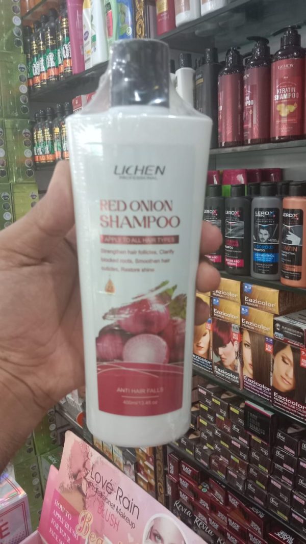 Pack Of 01 - Lichen Professional Shampoo Set 400ml – Keratin, Rice Water, Coconut, Peppermint, Red Onion, Argan Oil - Image 3