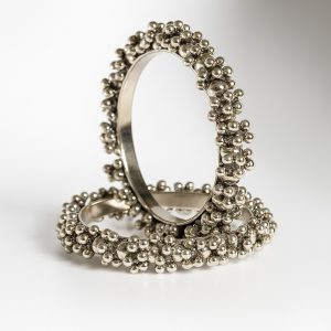 Silver Color Beaded Gold Bangles – Bangles For Girls & Women - Best Quality Bangles - Karay For Girls - Without Box - ( Pair )