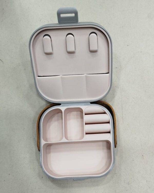 Jewelry Organizer Box | Portable Jewelry Storage Box | Sleek | Portable | Multi-Functional Travel Jewelry Organizer | Durable | Compact Ring | Necklace | Earring Storage Boxes With Mirror | For Travel | Home | Gift Option - Random Color  - Image 7