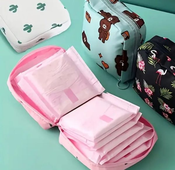 Women Portable Pouch Napkin Cosmetic Bags Organizer / Sanitary Pads Storage Bag / Ladies Makeup Bag Girls Hygiene Pad Bag (random Design & color) - Image 2