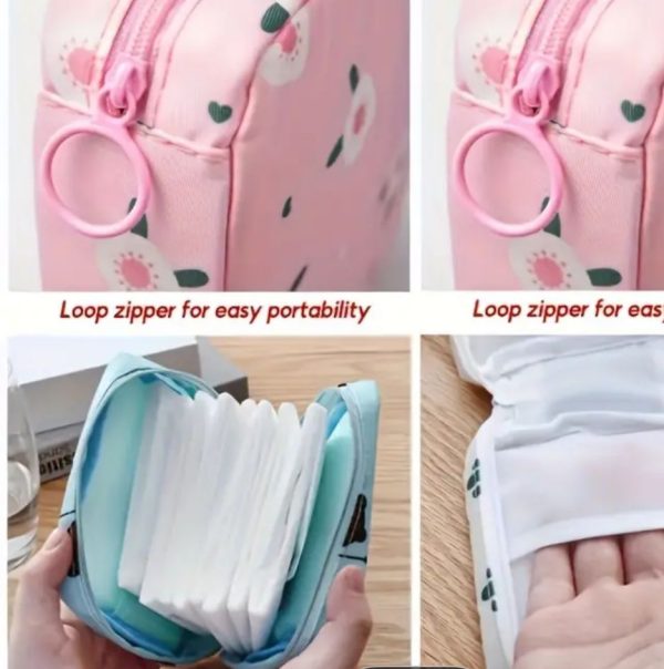 Women Portable Pouch Napkin Cosmetic Bags Organizer / Sanitary Pads Storage Bag / Ladies Makeup Bag Girls Hygiene Pad Bag (random Design & color) - Image 4