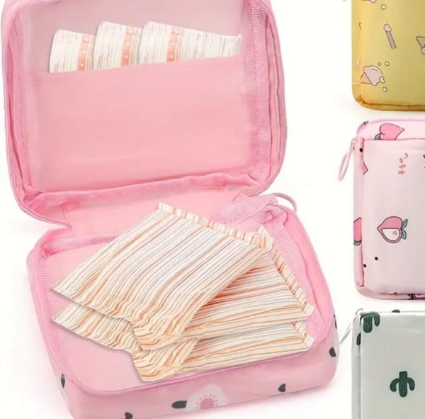 Women Portable Pouch Napkin Cosmetic Bags Organizer / Sanitary Pads Storage Bag / Ladies Makeup Bag Girls Hygiene Pad Bag (random Design & color) - Image 3