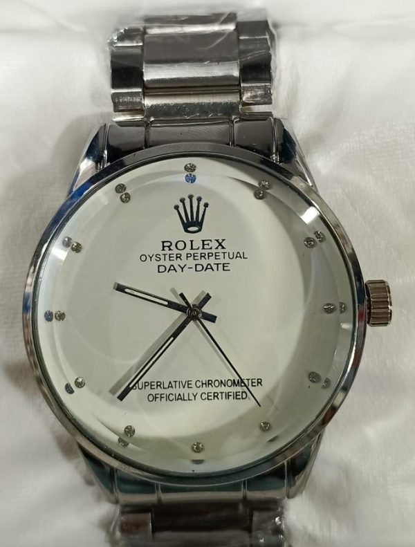Rolex Men’s Formal Quartz Wrist Watch With Stainless Steel Chain | Best Quality Rolex Watch For Men's - Men's Watches - Wrist Watch For Men - With Random Box - Image 3
