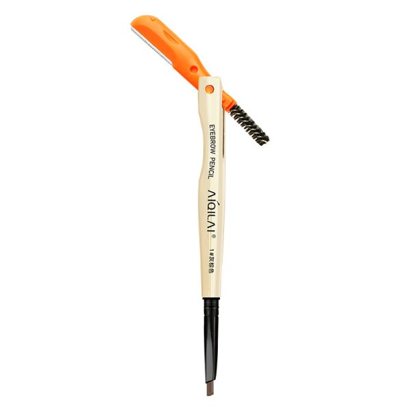 Aiqilai 3 in 1 Eyebrow Pencil | Eyebrow Pencil Gel | Anti-Smudge | Long-Lasting | Three-in-One | Double-Headed | Folding Eyebrow Trimming Knife | Brush - Image 6