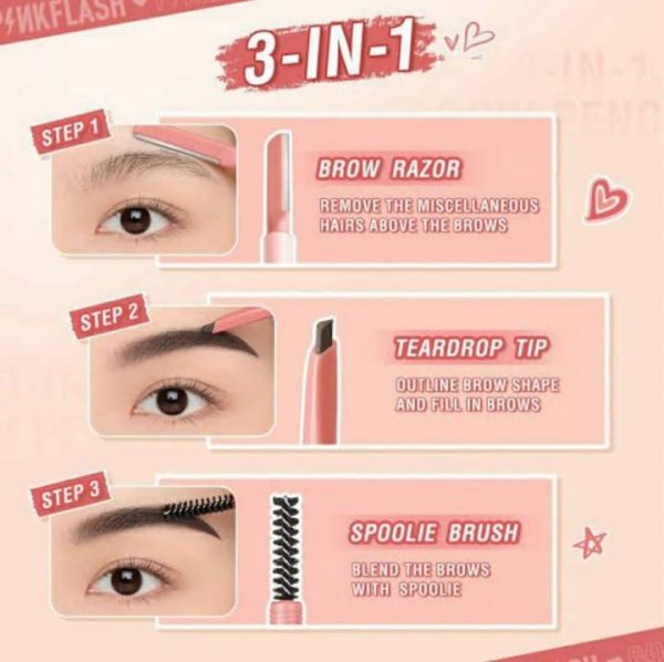 Aiqilai 3 in 1 Eyebrow Pencil | Eyebrow Pencil Gel | Anti-Smudge | Long-Lasting | Three-in-One | Double-Headed | Folding Eyebrow Trimming Knife | Brush - Image 12