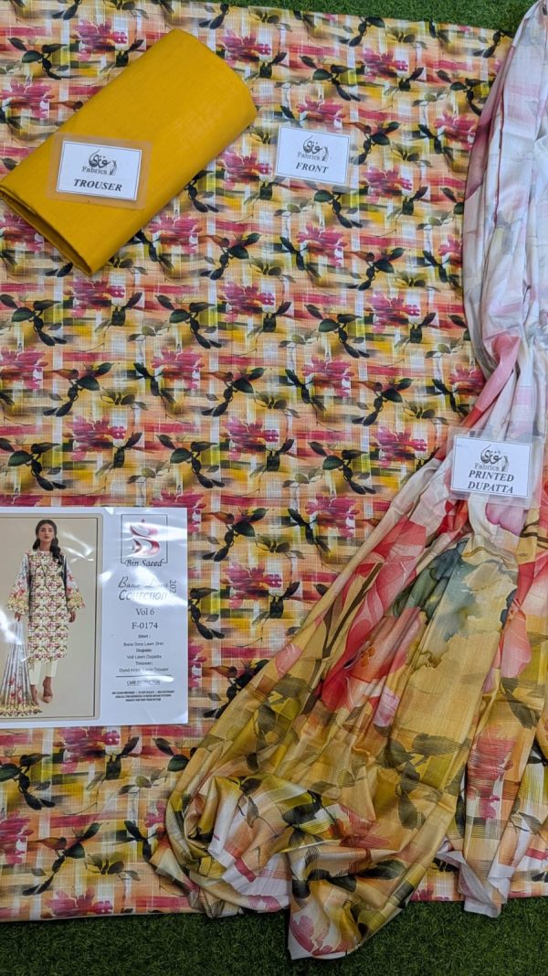 ✨ BINSAEED❤️  Bana Dora 3piece Unstitched Suit SUMMAER LAWN COLLECTION - Image 2