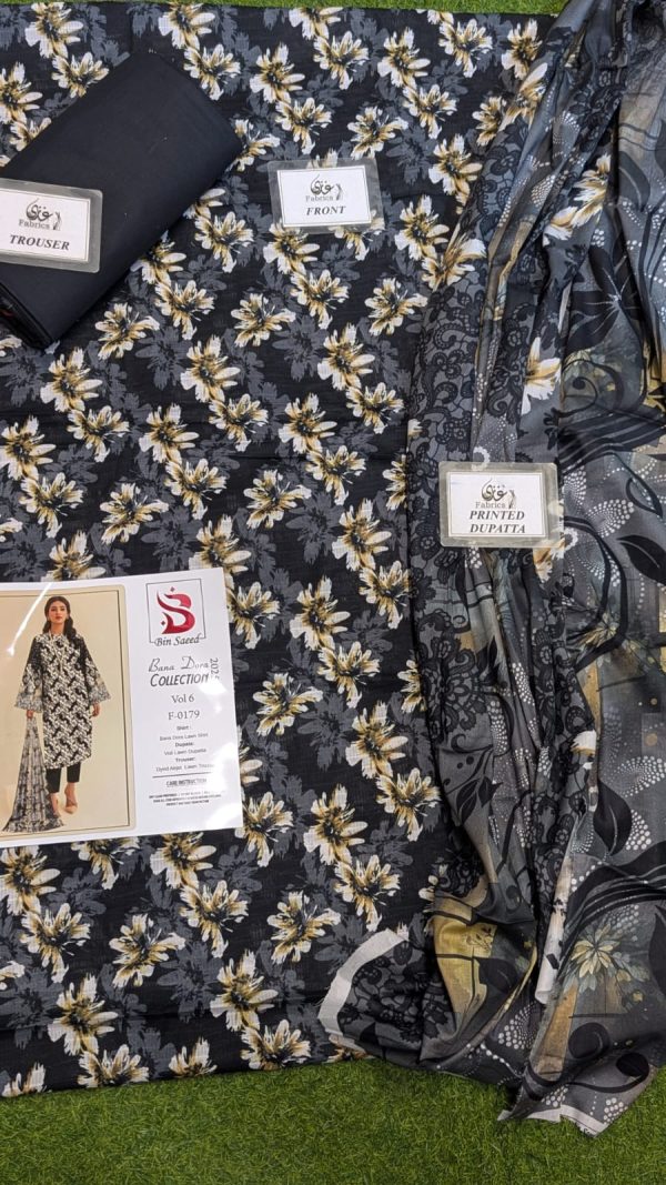 ✨ BINSAEED❤️  Bana Dora 3piece Unstitched Suit SUMMAER LAWN COLLECTION - Image 2