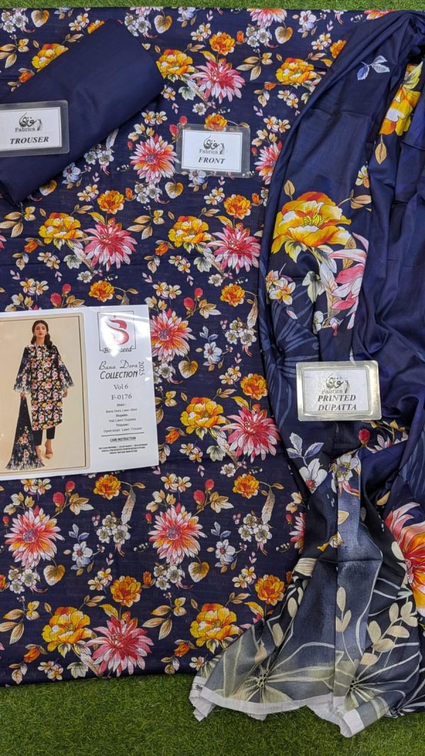✨ BINSAEED❤️  Bana Dora 3piece Unstitched Suit SUMMAER LAWN COLLECTION - Image 2