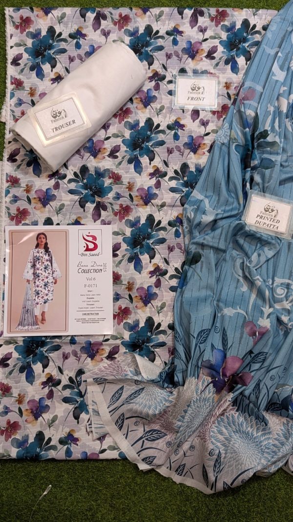 ✨ BINSAEED❤️  Bana Dora 3piece Unstitched Suit SUMMAER LAWN COLLECTION - Image 2