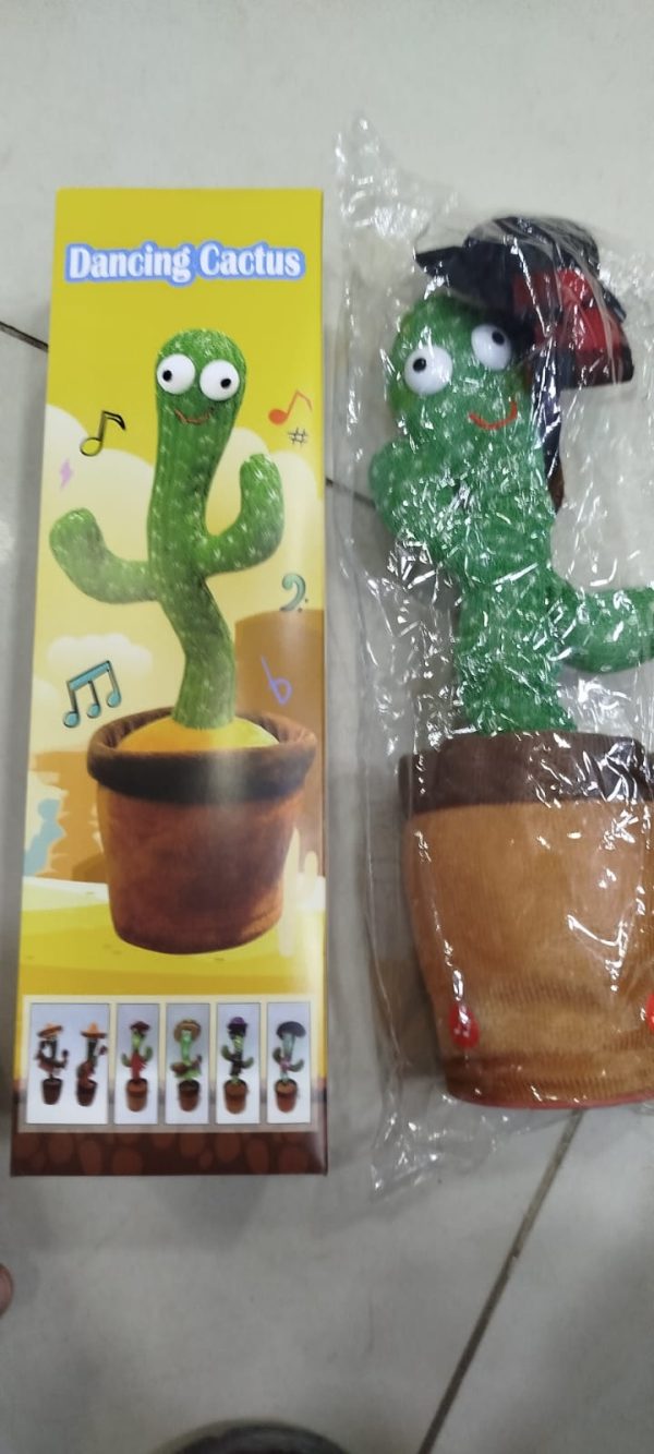 Dancing Cactus Toy – Singing, Talking, Voice Recording Plush with USB Rechargeable Function – Fun Educational Gift for Babies and Kids (Ages 6 Months & Up) - Rechargeable - With Cap - Image 2