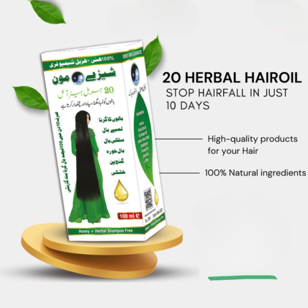 Shezy Moon 20 Herbal Hair OIl + Honey Shampoo Free - Best Quality Shezy Moon Oil & Shampoo For Hair Growth & Hair Thickness - Shampoo For Hair Care - 100ml Oil + 50ml Honey Shampoo Free - Image 3