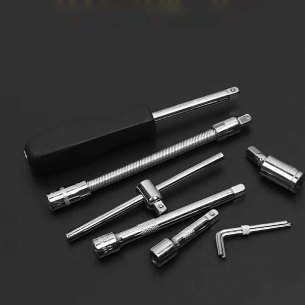 46-Piece Professional Socket Wrench Tool Set with Ratchet Handle, Sockets, Screwdriver Bits for Car, Motorcycle, Bicycle, Home Repair, Mechanical Work, Garage and DIY Maintenance Tasks, Portable Heavy-Duty Tool Kit - Image 2
