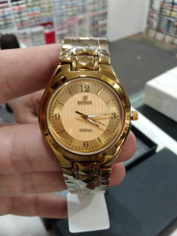 Premium Golden Stainless Steel Strap -  Durable & Lightweight Casual Wristwatch | Men's Watch - Wrist Watch For Men - Stainless Steel Dial & Strap (With Box) - Image 4
