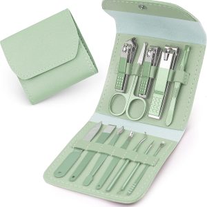 Brandomatic Manicure Kit, 16-in-1, Nail Clippers, Cuticle Scissors, Nail Files, Nail Polish Remover, Blue - Random Color