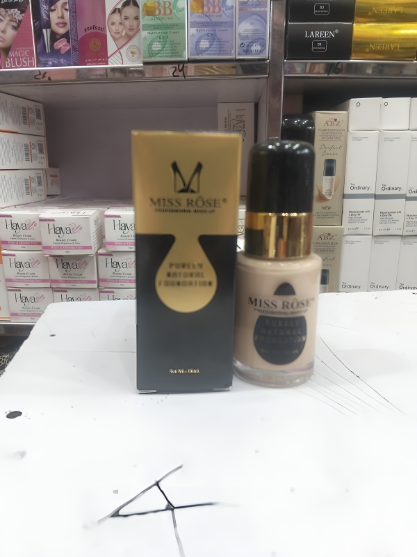 Miss Rose Purely Natural Liquid Foundation – Professional Long-Lasting Make-Up for Flawless Coverage, Lightweight, Breathable, Smooth Finish, All Skin Types - 30 ML | Foundation - Image 3