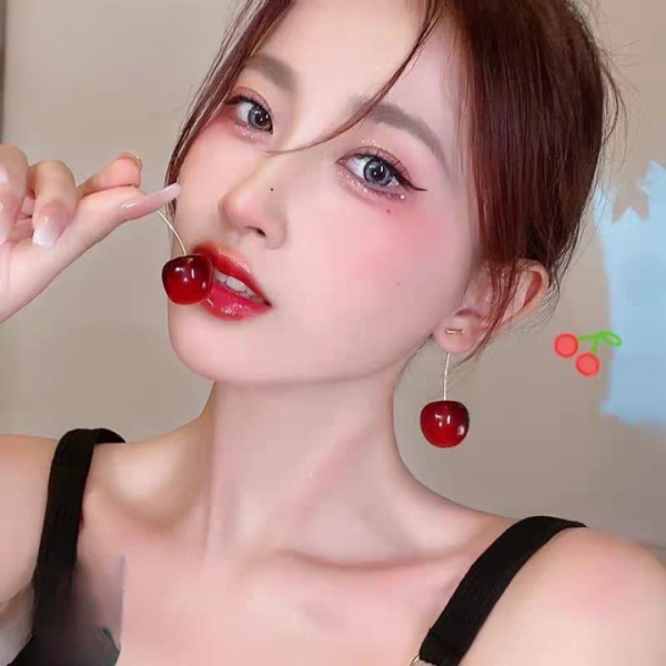 Trendy Korean Cherry Drop Earrings for Women 🍒 | Cute Long Stem Minimalist Red Cherry Earrings | Aesthetic Statement Jewelry for Casual & Party Outfits - Image 6