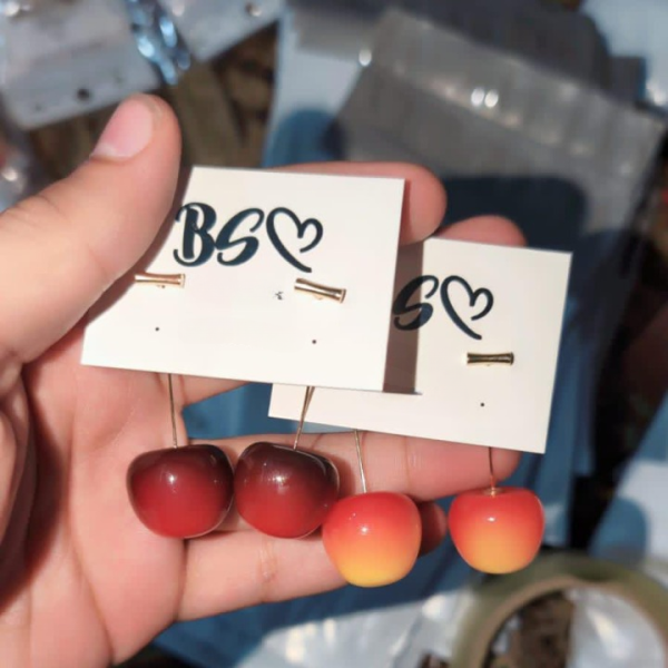 Trendy Korean Cherry Drop Earrings for Women 🍒 | Cute Long Stem Minimalist Red Cherry Earrings | Aesthetic Statement Jewelry for Casual & Party Outfits - Image 3