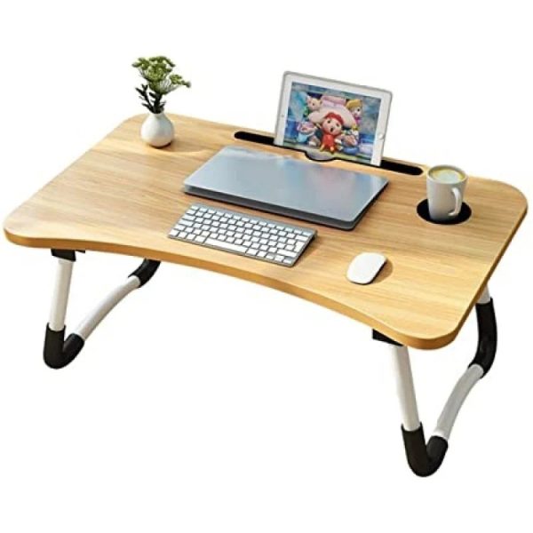 Wooden Laptop Table - Laptop Stand - Floor Table - Laptop table - Drawing Desk - Bed Tray Table Fold-able - Table Notebook Stand Reading Holder - Study Table - Portable Desk - Random Color - Image 5