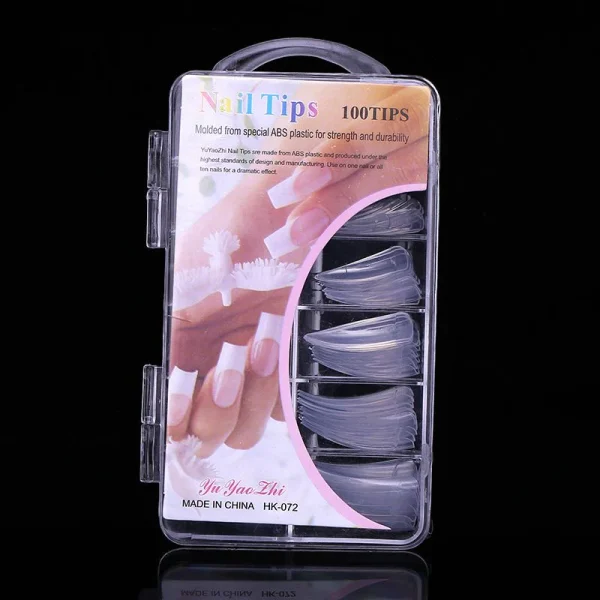 Nail Tips 100 Pcs / Transparent & Natural Color Artificial Nails | Premium Quality Long-Lasting DIY False Nails for Elegant