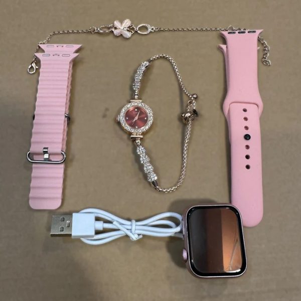 GM68 Ultra Mini Smartwatch + Quartz Bracelet Watch Combo | Wireless Charging | Stylish Dual Watch Set  - Image 2