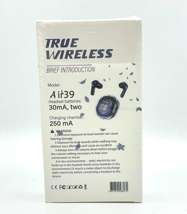 Air39 Wireless Earbuds | Bluetooth 5.3 | Clear Sound | Heavy Bass | Noise Reduction |  LED Display - Random Color - Image 5