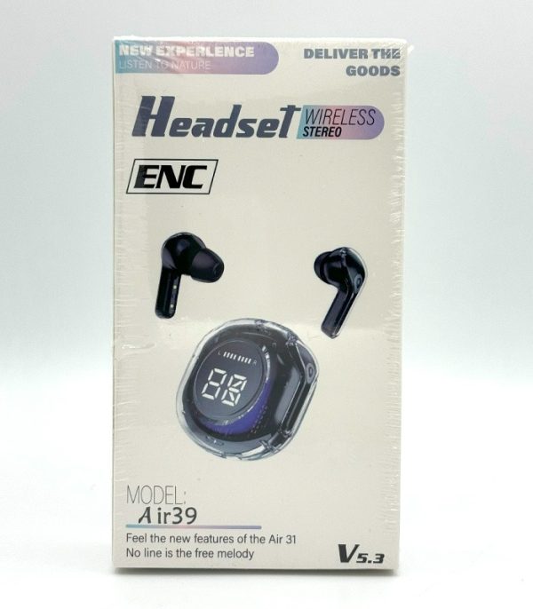 Air39 Wireless Earbuds | Bluetooth 5.3 | Clear Sound | Heavy Bass | Noise Reduction |  LED Display - Random Color - Image 4