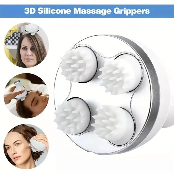 Scalp Massager, Electric Meridian Massage with 4 Moveable Massage Cluster, Rechargeable Portable Washable Head Massager to Relieve Fatigue and Hair Loss - Image 8