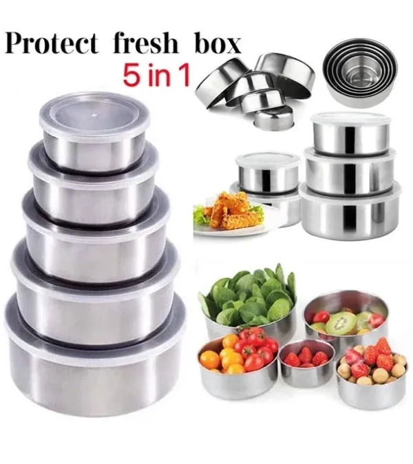 Stainless Steel Bowl Set of 5 – Food-Grade, Rust-Resistant Mixing and Serving Bowls - Image 3