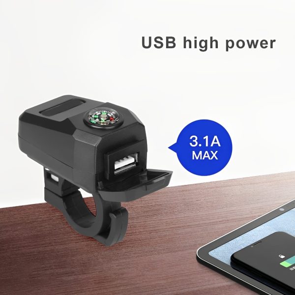 Motorcycle USB Charger with Compass – Fast Charging, Waterproof, 36-105V – Universal for Motorcycles & E-Bikes - Image 10