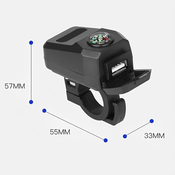 Motorcycle USB Charger with Compass – Fast Charging, Waterproof, 36-105V – Universal for Motorcycles & E-Bikes - Image 4