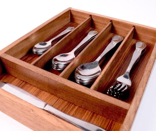 Wood Utensil Holder & Flatware Organizer Tray for Dining and Kitchen Use | Wooden CUTLERY REST WOOD | Wooden Cutlery Rest Tray - Image 5