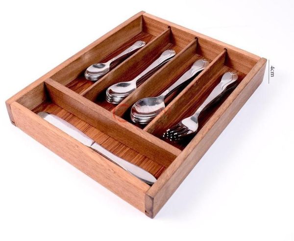 Wood Utensil Holder & Flatware Organizer Tray for Dining and Kitchen Use | Wooden CUTLERY REST WOOD | Wooden Cutlery Rest Tray - Image 7
