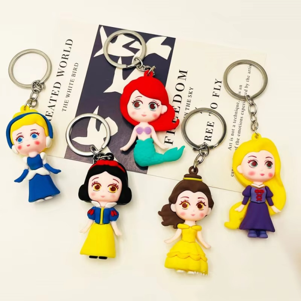 01 PCs Disney Princess Anime Figure Key-Chain – Cute Soft Rubber Bag Accessory | Random Design & Color | Kids Gift - Keychain ( Random Color ) - Image 6