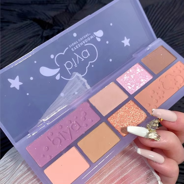 08 Colors Biya Star Flash Eight-Color Eye Shadow Palette Matte Pearl Light Fine Color Milk Tea Earth Niche Glitter Eye Shadow - 8 colors Korean Trending Eye Shadow Palette  - Image 2