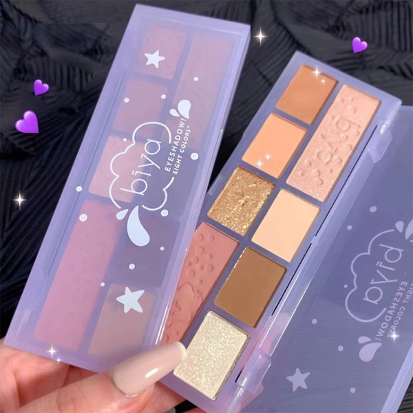 08 Colors Biya Star Flash Eight-Color Eye Shadow Palette Matte Pearl Light Fine Color Milk Tea Earth Niche Glitter Eye Shadow - 8 colors Korean Trending Eye Shadow Palette  - Image 3
