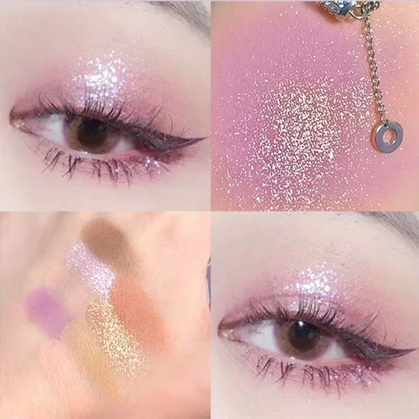 08 Colors Biya Star Flash Eight-Color Eye Shadow Palette Matte Pearl Light Fine Color Milk Tea Earth Niche Glitter Eye Shadow - 8 colors Korean Trending Eye Shadow Palette  - Image 4