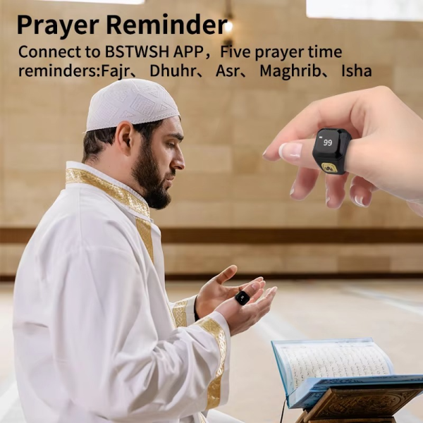 Muslim Smart Ring Islamic Gifts Electronic Tally Zikr Counter Digital Tasbeeh Ring Qibla Zikr Ring - Smart Tasbih Zikr Ring, Muslim Prayer, Prayer timing reminder - Random Color - Image 7