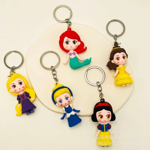 01 PCs Disney Princess Anime Figure Key-Chain – Cute Soft Rubber Bag Accessory | Random Design & Color | Kids Gift - Keychain ( Random Color ) - Image 7