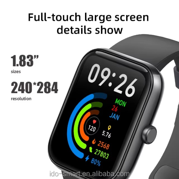 H20 Smartwatch Made in Dubai – Waterproof Fitness Tracker with Heart Rate Monitor, Blood Pressure, Sleep Tracking, Step Counter, Touchscreen Sports Watch for Men and Women - Black Color - Image 10