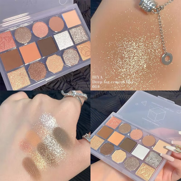 Biya Makeup High Pigmented Eyeshadow Palette Makeup Cosmetics 15 Colors Powder Glitter Eyeshadow Palette - Image 13