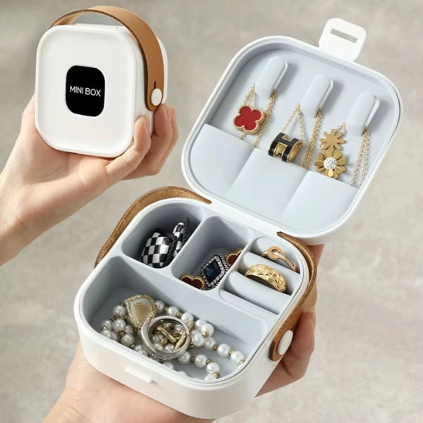 Jewelry Organizer Box | Portable Jewelry Storage Box | Sleek | Portable | Multi-Functional Travel Jewelry Organizer | Durable | Compact Ring | Necklace | Earring Storage Boxes With Mirror | For Travel | Home | Gift Option - Random Color 