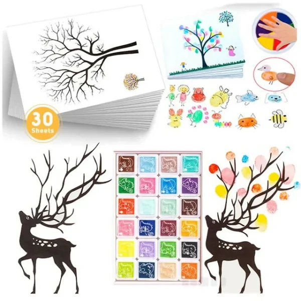 Finger Paintings for Kids | Children's Books |  Art Painting Supplies Gift,30 Sheets 12 Assorted Colors - Image 5