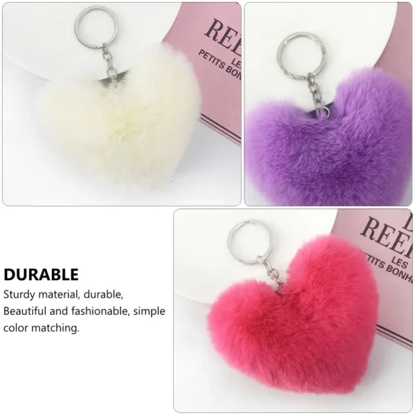 01 PCs Heart Fluffy Fur Ball Pom Pom Keychain – Keychains For Girls - Key-Chain For Bags - Keychain For Pouch - Heart Keychain | Random Color - Image 7