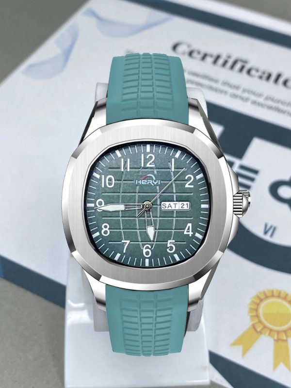 Heryi Men’s Watch with Silicone Strap Day and Date Function Analog Display -  Durable & Lightweight Casual Wristwatch | Men's Watch - Wrist Watch For Men - Stainless Steel Dial Rubber Strap  - Image 11