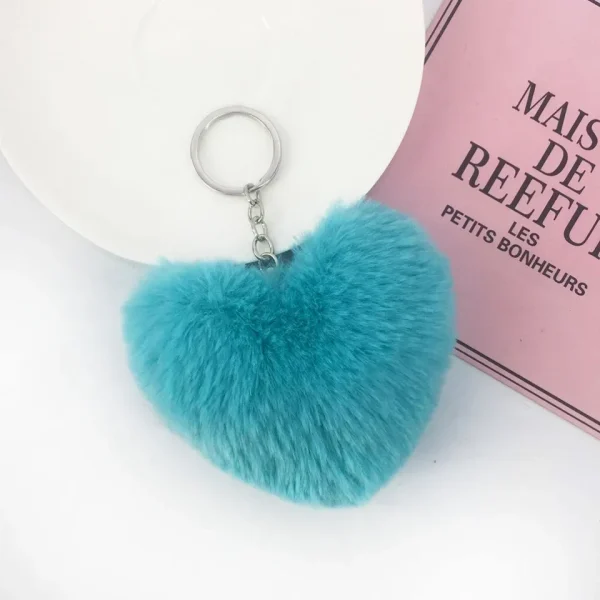 01 PCs Heart Fluffy Fur Ball Pom Pom Keychain – Keychains For Girls - Key-Chain For Bags - Keychain For Pouch - Heart Keychain | Random Color - Image 8