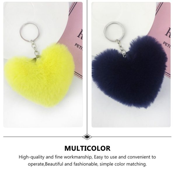 01 PCs Heart Fluffy Fur Ball Pom Pom Keychain – Keychains For Girls - Key-Chain For Bags - Keychain For Pouch - Heart Keychain | Random Color - Image 4