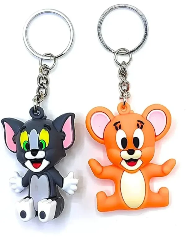 Pack of 2 Tom & Jerry Cartoon Keychains – High Quality Silicone Rubber | Fun Bag & Key Ring - Key-Chain For Kids - Cartoon Keychain ( Random Design )  - Image 4